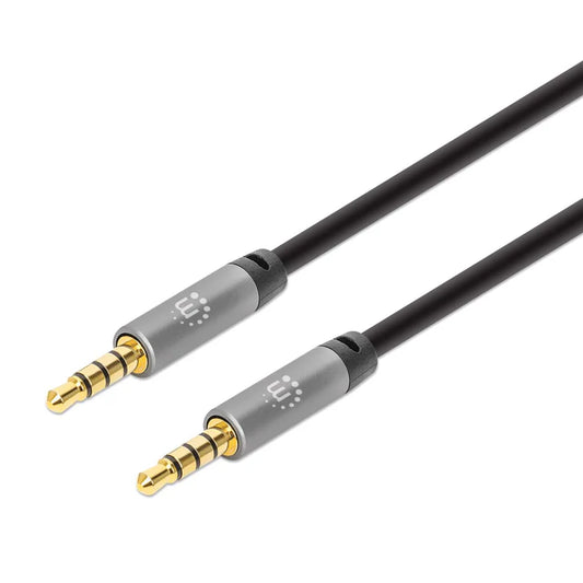 Cable Audio,manhattan,355995, Estereo 3.5mm M-m 2.0m Negro/aluminio Plateado