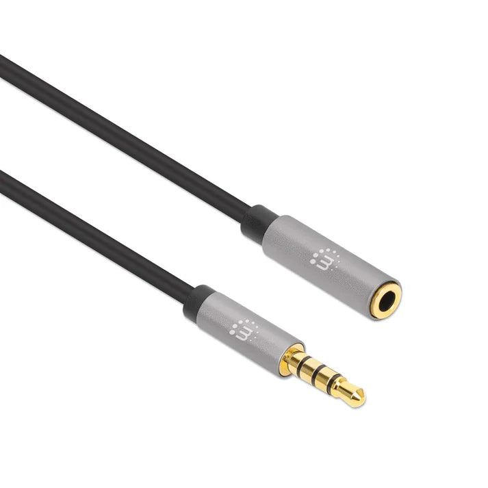 Cable Audio Estereo, Manhattan,356053, 3.5mm Exten. M-h 5.0m Negro/aluminio Plateado
