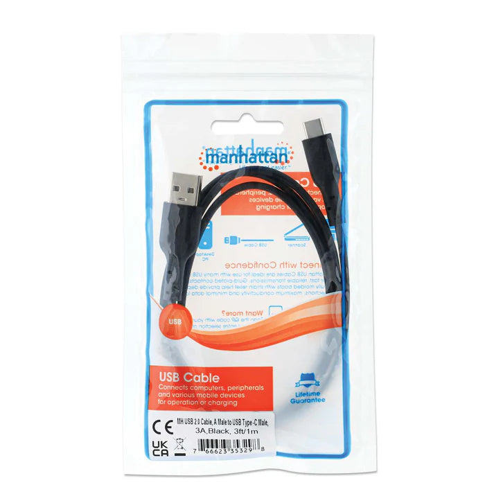 Cable Usb,manhattan,353298,-c V2.0, C-a 1.0m Negro 480mbps