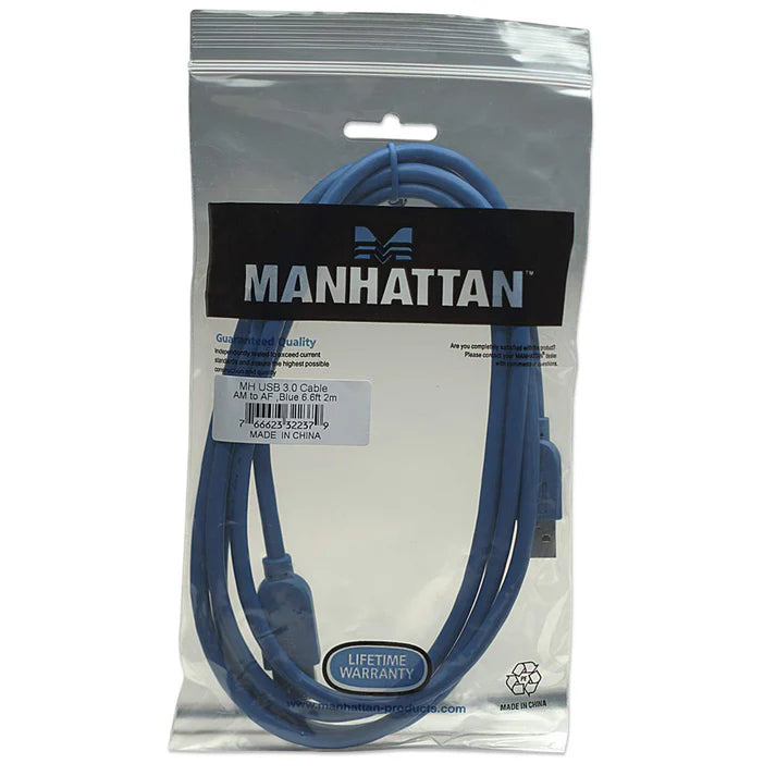 Cable Usb,manhattan,322379, V3.0 Ext. 2.0m Azul