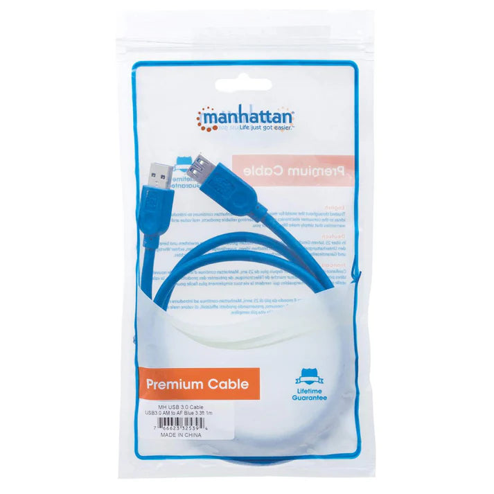 Cable Usb,manhattan,325394, V3.2 Ext. Tipo A  1.0m Azul, 5gbps