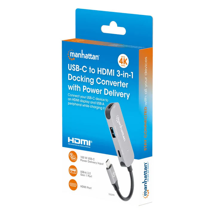 Docking,manhattan,190299, Usb-c  3 Ptos, Hdmi 4k@60hz, Usb-c
