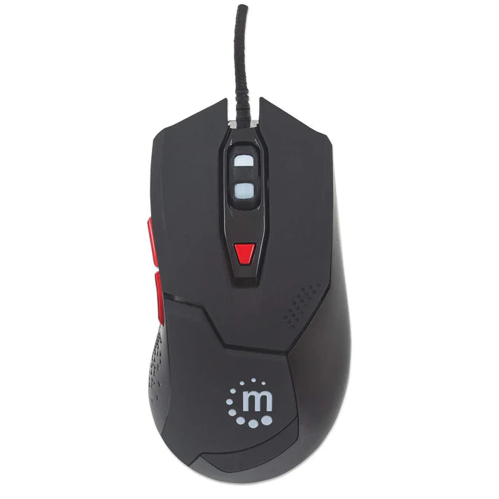 Mouse Optico Gaming,manhattan,176071, Usb 6 Botones Negro C/luz