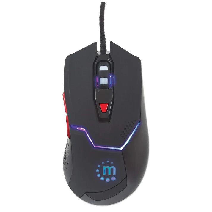 Mouse Optico Gaming,manhattan,176071, Usb 6 Botones Negro C/luz