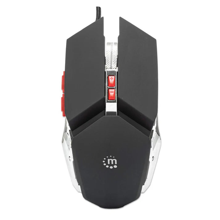 Mouse,manhattan,179348, Optico Gaming 7 Botones, Negro/plata 3200 Dpi