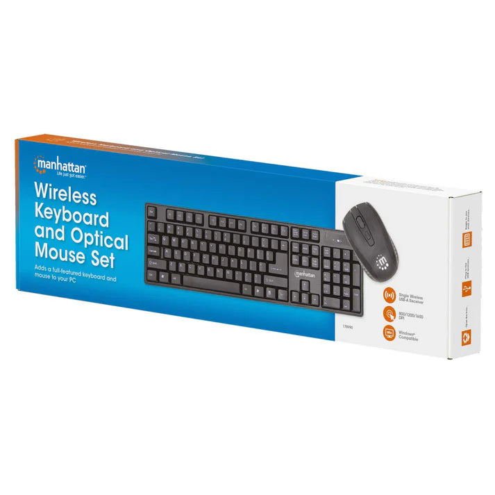 Teclado Y Mouse,manhattan,178990, Óptico Inalambrico, Combo