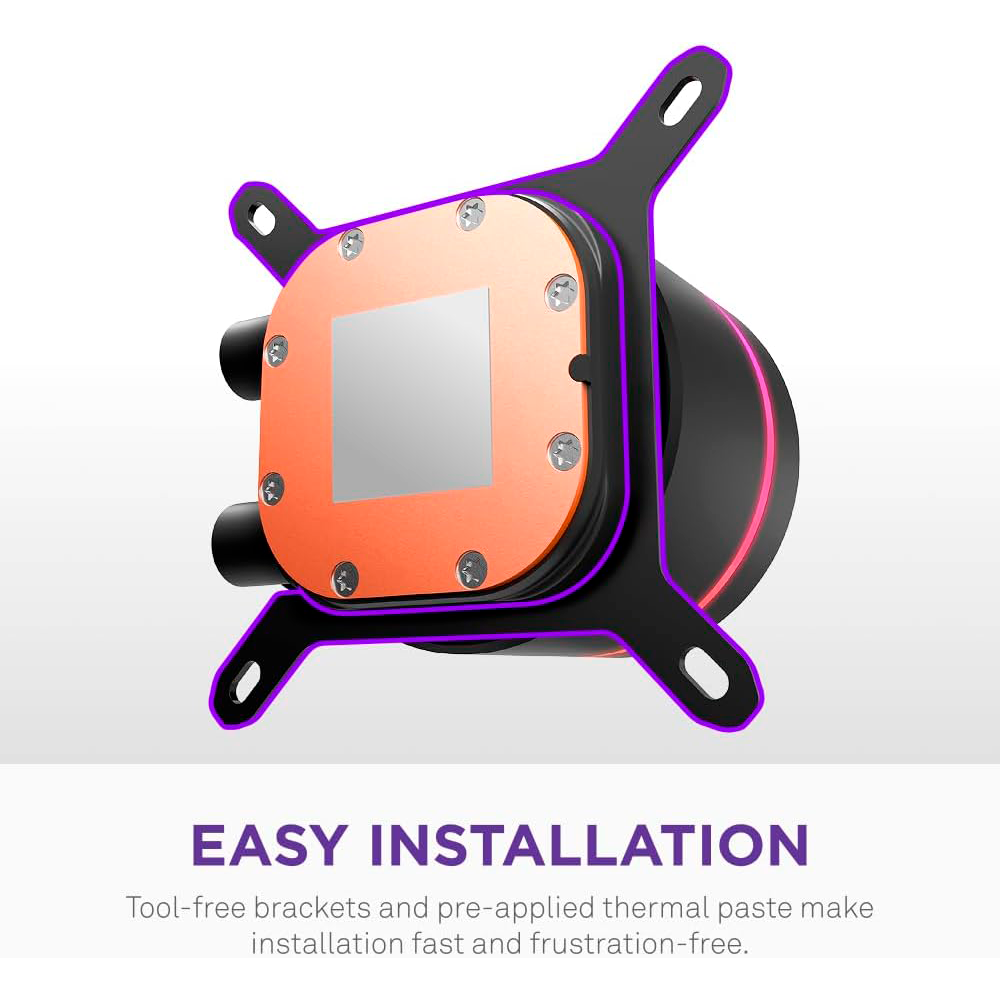 Disipador De Enfriamiento Liquido Nzxt Kraken Core 360mm Aio Rgb Cap Rgb Core Fan Black