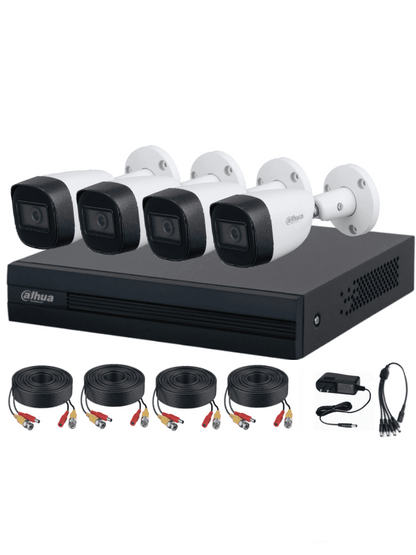 Kit 4 Canales Dahua 2 Megapixeles Audio/ Dvr Cooper-i Wizsense/ Con Ia/ H.265+/ 4 Camaras Metalicas Microfono Integ/ 4 Ch+ 1 Ip O Hasta 5 Ch Ip/ 4 Ch Smd Plus/ Busqueda Inteligente/ Accesorios Inclui