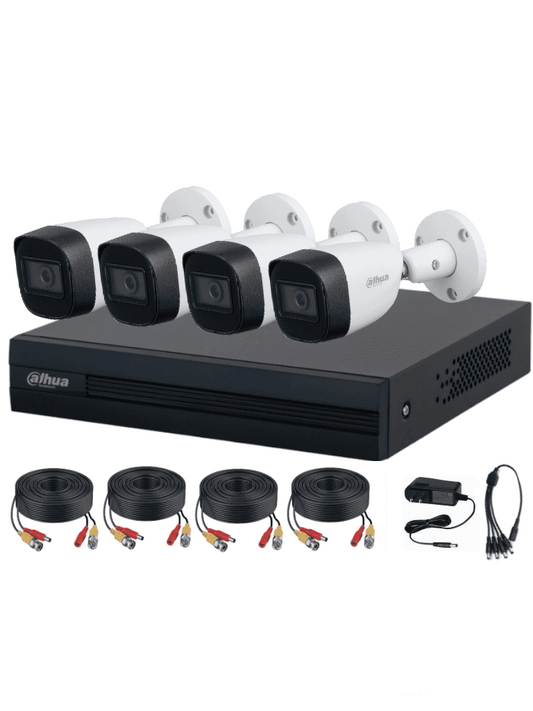 Kit 4 Canales Dahua 2 Megapixeles Audio/ Dvr Cooper-i Wizsense/ Con Ia/ H.265+/ 4 Camaras Metalicas Microfono Integ/ 4 Ch+ 1 Ip O Hasta 5 Ch Ip/ 4 Ch Smd Plus/ Busqueda Inteligente/ Accesorios Inclui