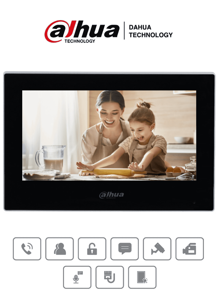 Monitor Ip/ Dahua/ Vth2621g-p/ Para Videoportero Tactil De 7 En Negro, Serie Lite, Ideal Para Interiores. Soporta Poe Estandar, Hasta 4 Camaras De E Y 4 Mon. Adicionales. Incluye Modo No Molestar, 6
