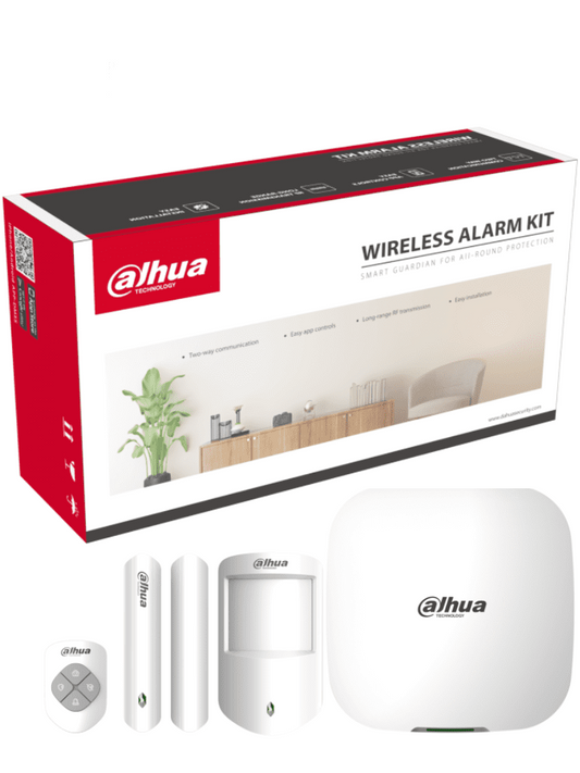 Kit De Alarma  Dahua Inalámbrico Con Conexión Wifi Y Ethernet / Monitoreo Por App / Incluye Panel Wifi Ethernet; Un Sensor De Movimiento; Un Contacto Magnético; Un Control Remoto