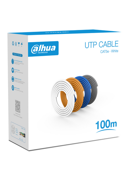 Bobina Utp/ Dahua/ Pfm920i-5eu-u-100 / 100 Mts De Cable Utp Cat5e/ 100% Cobre/ Color Blanco/ Cubierta Retardante De Flama Con Certificacacion Ansi/ Ul Cm/ Ideal Para Video Y Redes