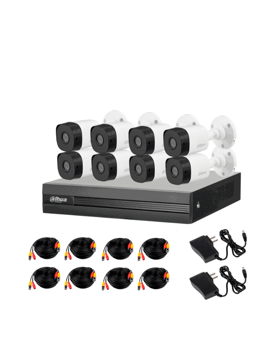 Kit De 8 Canales 2 Mp/dahua/ Kitxvr1b08- I+8-b1a21/dvr Cooper-i Wizsense/con Ia/ H.265+/8 Camaras B1a21 1080p/8 Canales + 2 Ip O Hasta 10 Canales Ip/4 Canales Smd Plus/busqueda De Humanos Y Vehiculos