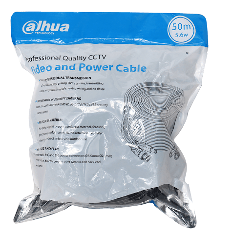 Cable/ Dahua/ Dh-pfm942i-50-5/ 50 Mts Armado Para Video Y Energia/con Conectores Bnc Y Energia/ Camaras Hasta 4k/soporta:ahd/cvi/tvi/cvbs/uso Exterior E Interior/cobre De Alta Pureza