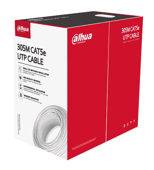 Bobina/ Dahua/ Pfm920i-5eun/ Cable Utp Blanco 100 Cobre/ Categoria 5e/ 305 Metros/ Cpr Eca/ Video Y Redes/ Compatible Con Alimentacin Poe