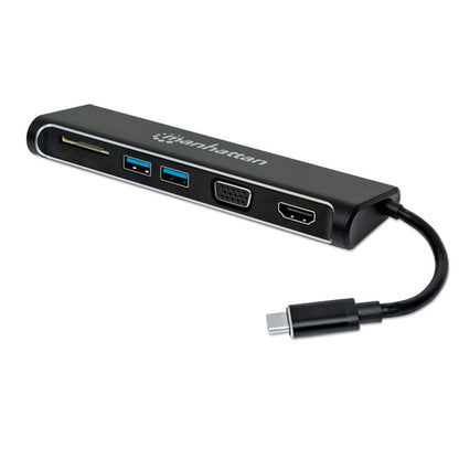 Docking,manhattan,152631,4-1,usb-c A Hdmi Vga 2 Usb 3.1 Lector Tarjetas Sd M-h