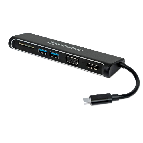 Docking,manhattan,152631,4-1,usb-c A Hdmi Vga 2 Usb 3.1 Lector Tarjetas Sd M-h