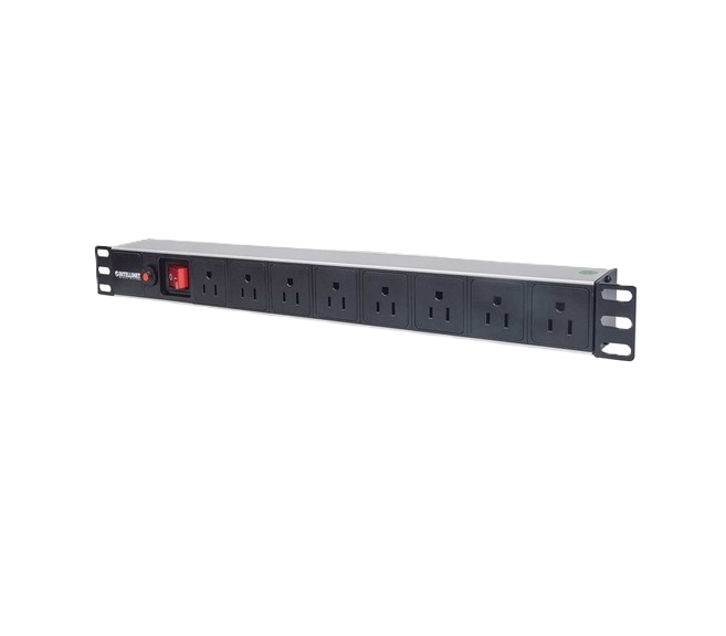Barra Pdu,intellinet,713993,  8 Cont. Gab/rack 19, 1u, Contra Sobrecarga, On/off