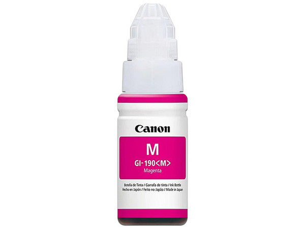 Botella De Tinta Canon Gi-190 Magenta,rendimiento 7,000 Paginas,compatible G1100,g2100,g3100,g4100
