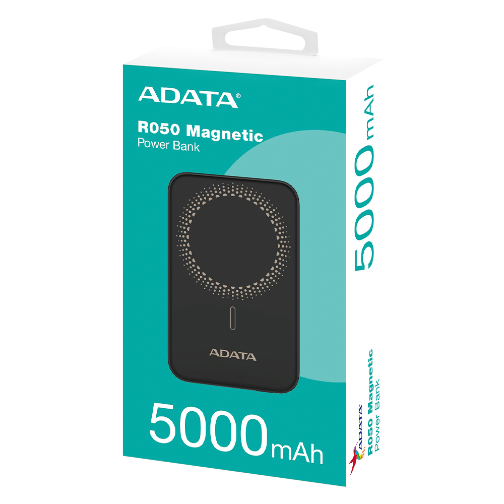 Bateria De Respaldo Adata Power Bank MagnÉtico R050 5000 Mah Usb -c Carga InalÁmbrica Color Negro (pr050-11bk)