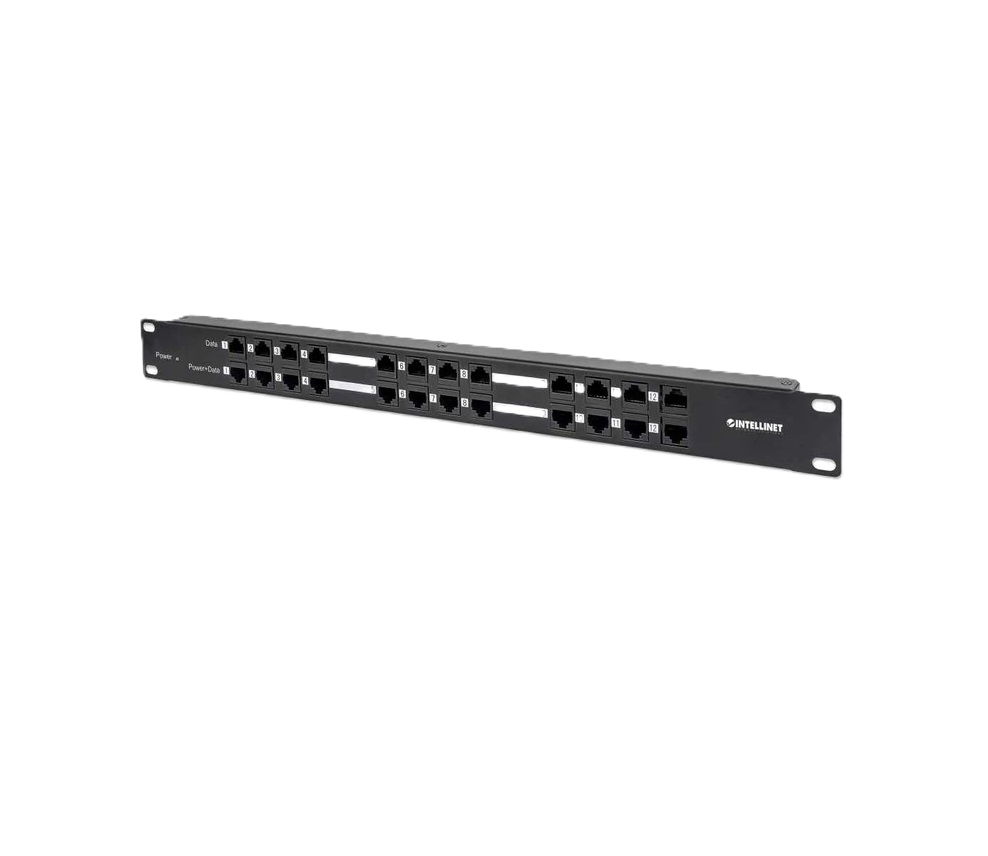 Panel Parcheo,intellinet,720342, Cat 5e, 12 Ptos 1u Poe