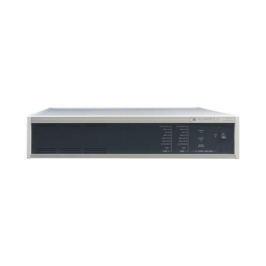 ETAPA DE POTENCIA DIGITAL 2x500W 100V  MILLENNIUM IP CON CONECTIVIDAD IP LAN, SUPERVISON, CALIDAD DE SONIDO HQ PARA 2 ZONAS, EN FORMATO RACK 2U