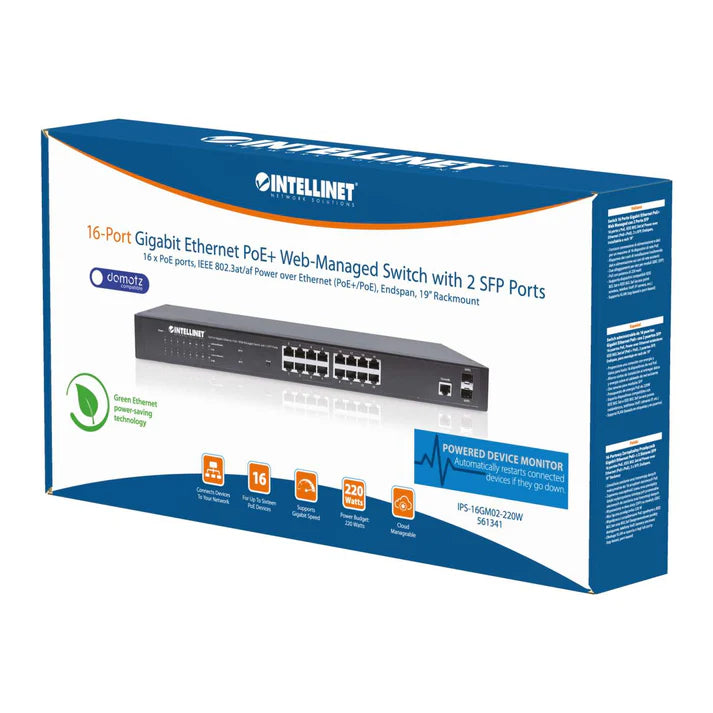 Poe Switch,intellinet,561341, Gb 16 Ptos 19, 30w/pto, 220w, Admin + 2 Sfp