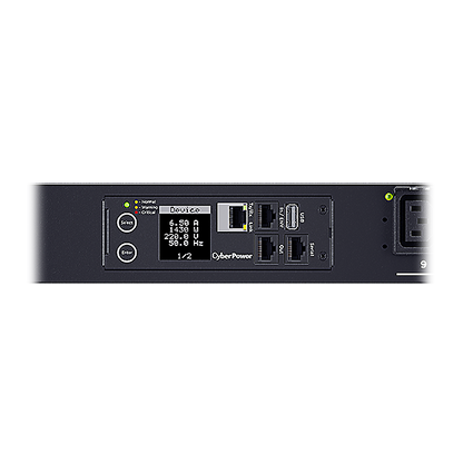 PDU Switchable y Monitoreable por Toma, para Distribución de Energía, Entrada 200-240 Vca NEMA L6-20P, Con 8 Salidas C13, Horizontal 19in, 2UR
