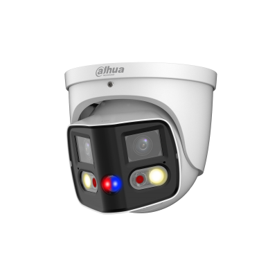 Camara Ip/ Dahua/ Ipc-pdw3849-a180-as-pv/ Wizsense Eyeball Con Multivision En Dos Sensores De 4mp, Ofreciendo Un Angulo De 180°. Con Ir De 25 M, Led De 20 M, Disuasion Activa, Eptz, Microfono, Altavo