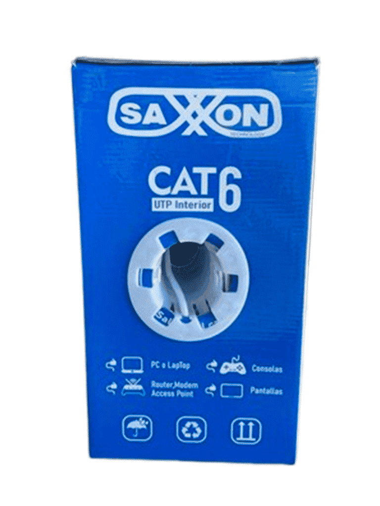 Cable Utp Saxxon Blanco Categoria 6/ Cca/ Bobina 305 Mts/ Redes/ Video/4 Pares