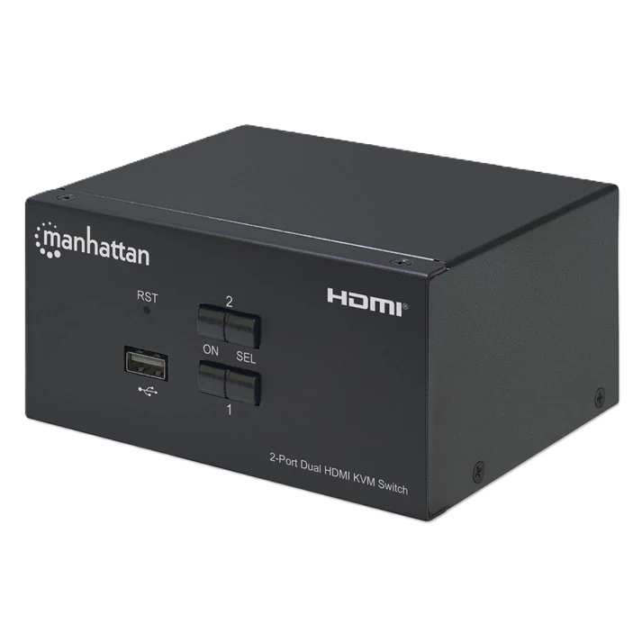 Mux Kvm,manhattan,153522, Hdmi Doble Monitor 2:1,  4k@30mhz Usb2.0 Audio