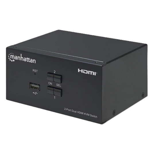 Mux Kvm,manhattan,153522, Hdmi Doble Monitor 2:1,  4k@30mhz Usb2.0 Audio