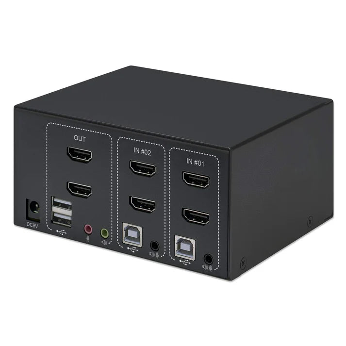 Mux Kvm,manhattan,153522, Hdmi Doble Monitor 2:1,  4k@30mhz Usb2.0 Audio