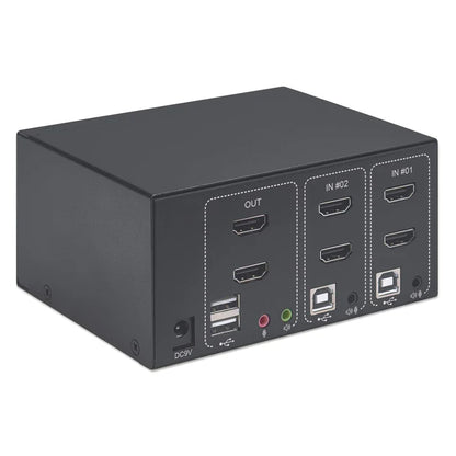 Mux Kvm,manhattan,153522, Hdmi Doble Monitor 2:1,  4k@30mhz Usb2.0 Audio