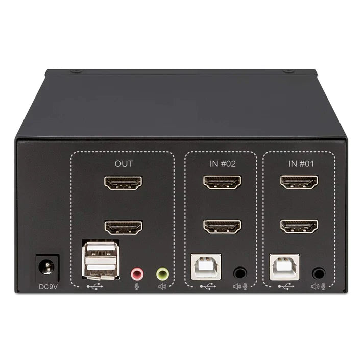 Mux Kvm,manhattan,153522, Hdmi Doble Monitor 2:1,  4k@30mhz Usb2.0 Audio