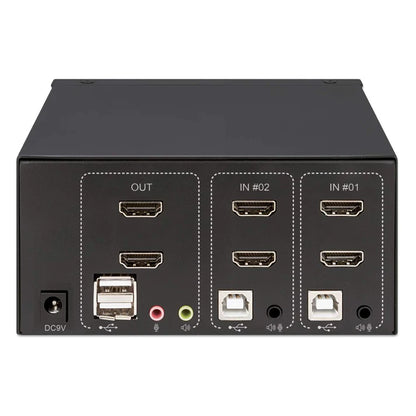 Mux Kvm,manhattan,153522, Hdmi Doble Monitor 2:1,  4k@30mhz Usb2.0 Audio
