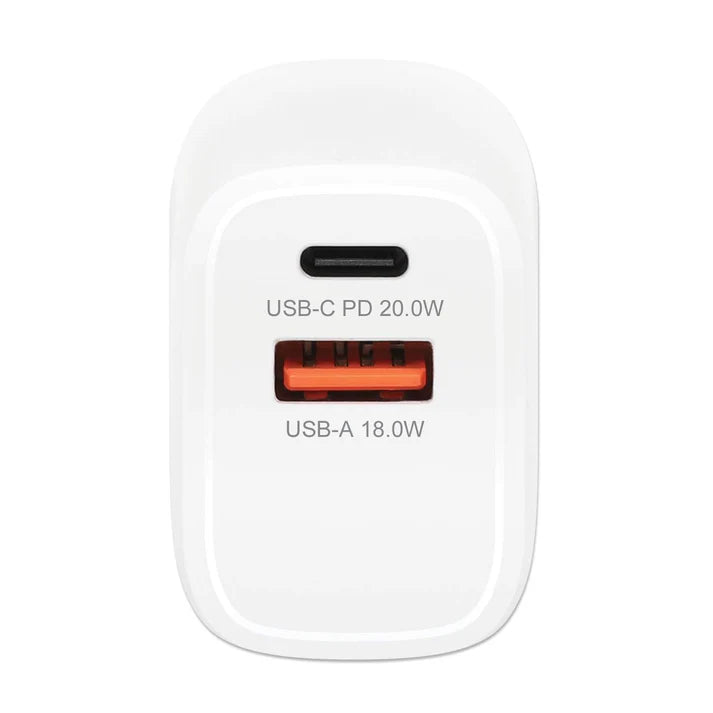 Cargador Pared,manhattan,406291, 20w, Usb-c Pd 20w Y Usb-a Qc 18w