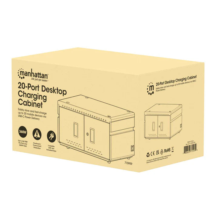 Gabinetesdecarga/manhattan/715959/gabinete Profesional De Carga Con 20 Puertos Usb-c - 360 W