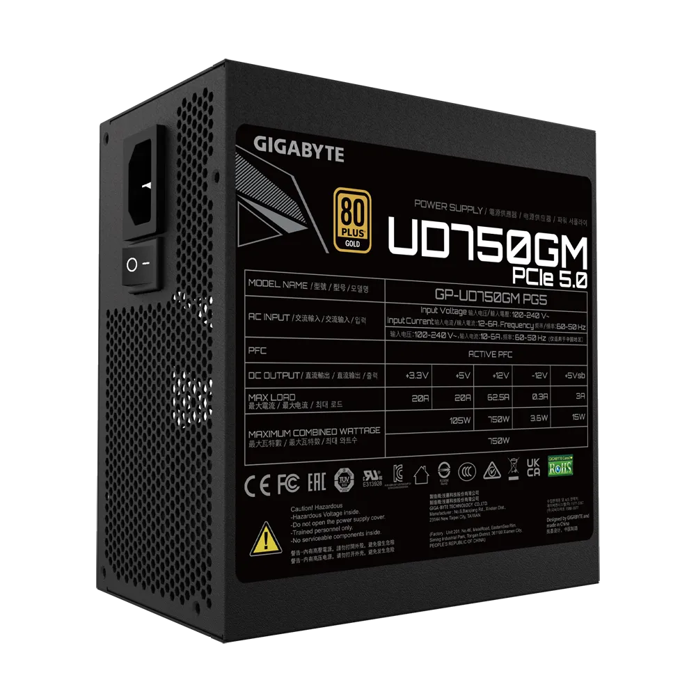 Fuente De Poder Gigabyte Gp-ud750gm Pg5  / 750w / Atx / Gold / Gama Media