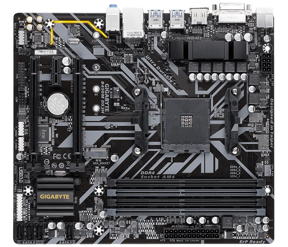 Mb Gigabyte B450 Amd S-am4 2a Gen/4xddr4 2933mhz/dvi/hdmi/4xusb3.1/m.2/ Micro Atx/gama Media