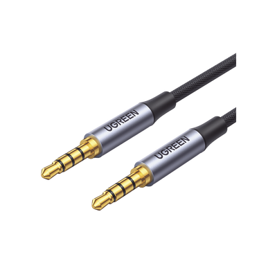 Cable Auxiliar De 3.5mm / Cable Audio Estéreo / Núcleo De Alambre De Cobre Esmaltado / Carcasa De Aluminio Azul + Nylon Trenzado /  Soporta Micrófono / 2 Metros