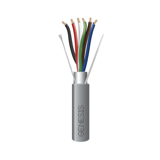 Bobina de 152 Metros de Cable / 6 x 22 AWG BLINDADO / Riser / Color Gris / Para Aplicaciones de Audio, Seguridad y Control