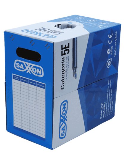 Cable Utp Saxxon Gris Categoria 5e/ Cca/ Bobina 305 Mts/ 4 Pares / Cert Iso9001/ Ul 444 / Rohs / Ansi/tia/eia-568b