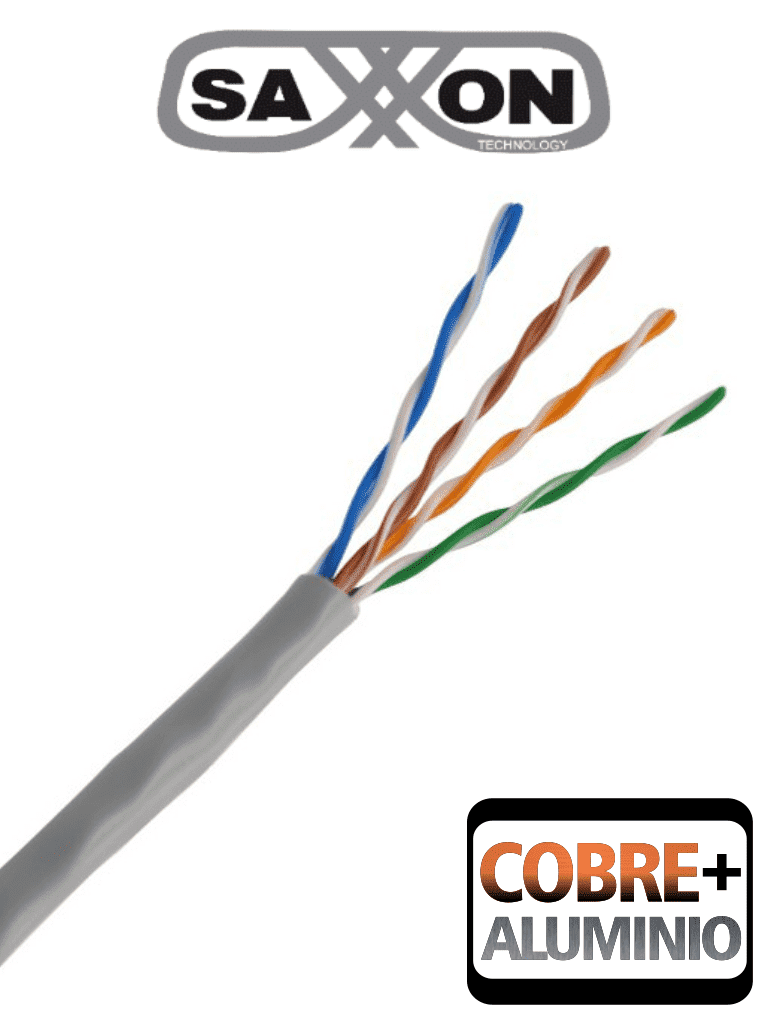 Cable Utp Saxxon Gris Categoria 5e/ Cca/ Bobina 305 Mts/ 4 Pares / Cert Iso9001/ Ul 444 / Rohs / Ansi/tia/eia-568b