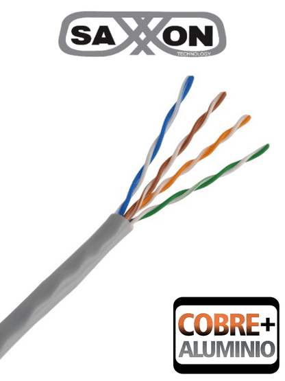 Cable Utp Saxxon Gris Categoria 5e/ Cca/ Bobina 305 Mts/ 4 Pares / Cert Iso9001/ Ul 444 / Rohs / Ansi/tia/eia-568b