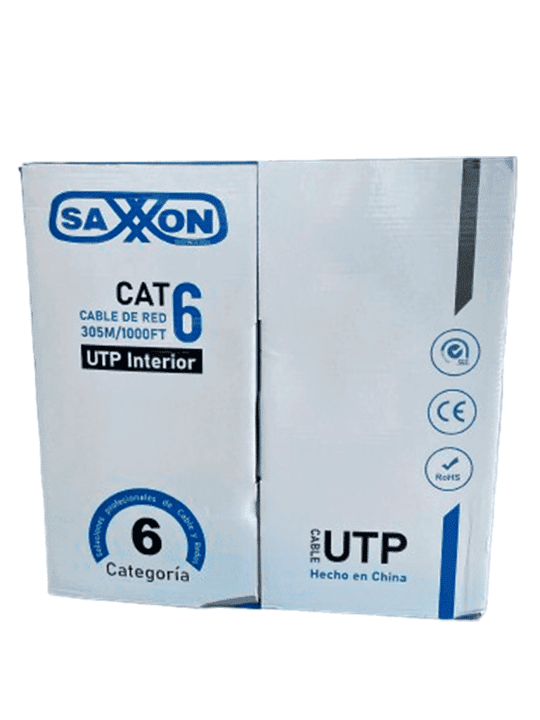 Cable Utp Saxxon Blanco Categoria 6/ Cca/ Bobina 305 Mts/ Redes/ Video/4 Pares