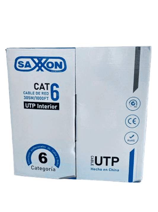 Cable Utp Saxxon Blanco Categoria 6/ Cca/ Bobina 305 Mts/ Redes/ Video/4 Pares