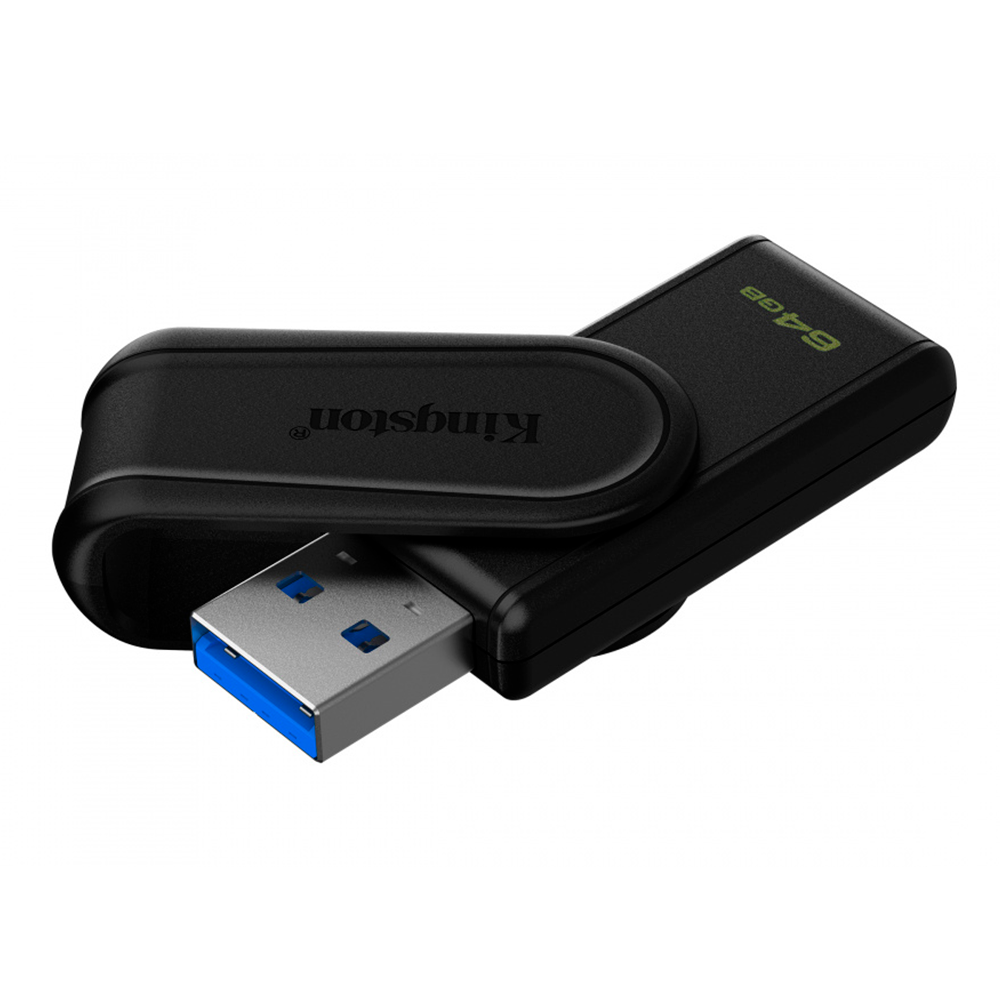 Memoria Flash Usb Kingston Data Traveler Exodia S 64gb Gen 1 3.2 Tipo A C/tapa Giratoria Negro Dtxs/64gb