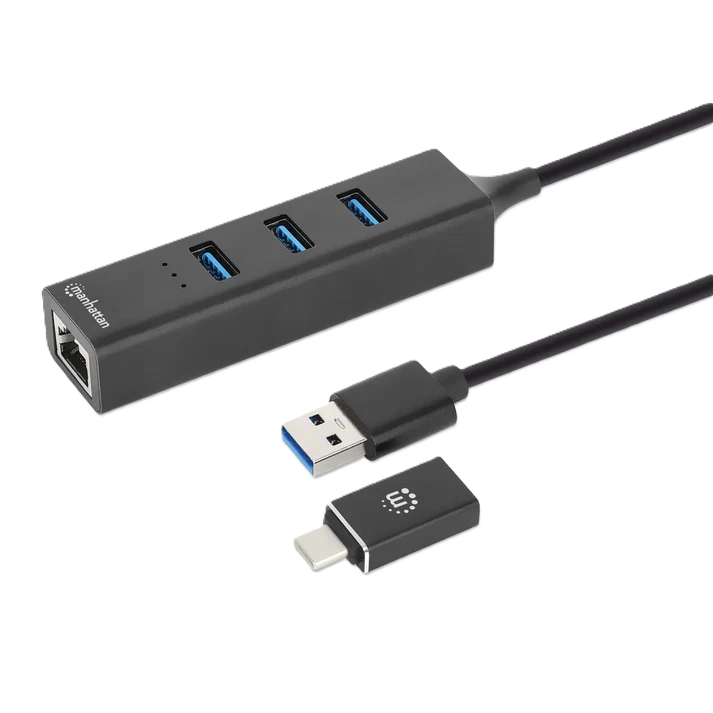 Adaptador De Red,manhattan,180894, Gb Usb A/c +hub 3 Ptos V3.0