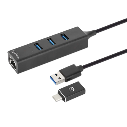 Adaptador De Red,manhattan,180894, Gb Usb A/c +hub 3 Ptos V3.0